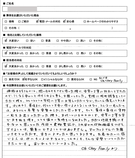 大府市　登記相談 依頼の感想