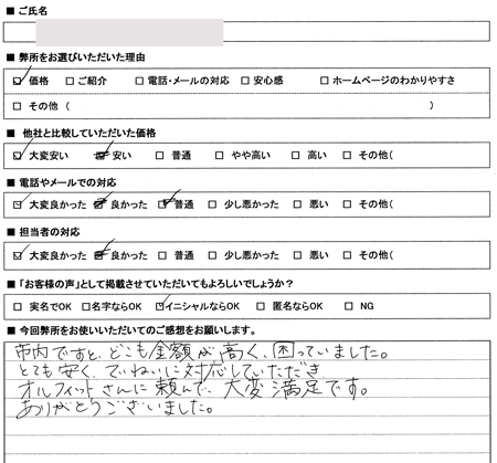 岡崎市　不動産登記費用安い　感想